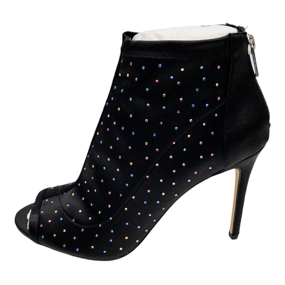 Badgley Mischka Black Rhinestone Open Toe Stiletto Boots Women's 6.5 7 7.5 8.5 - Picture 3 of 10